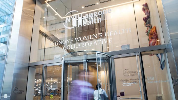 An exterior shot of the NYU Langone Mignone Women's Health Collaborative building.