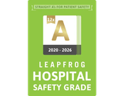 The 2026 badge for 12 straight "A" Leapfrog Hospital Safety Grade ratings.