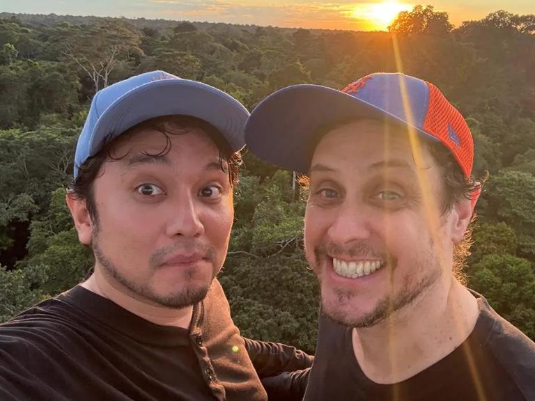 Roberto Pineda Sanchez and his husband on their honeymoon.