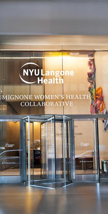 An exterior shot of the entryway of the Mignone Women's Health Collaborative building.