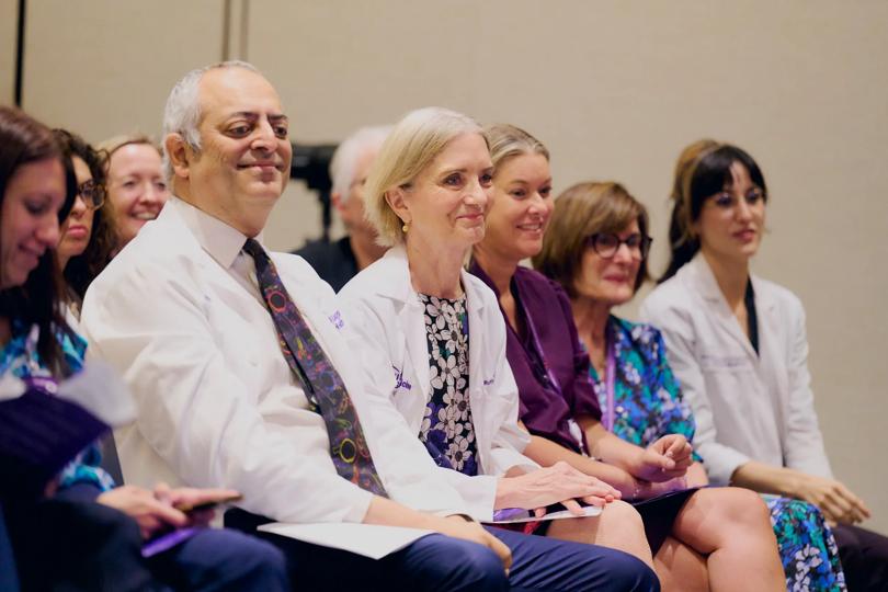 Participants of the annual conference of the Consortium of Accelerated Medical Pathway Programs, hosted by NYU Grossman School of Medicine, listen to speakers.