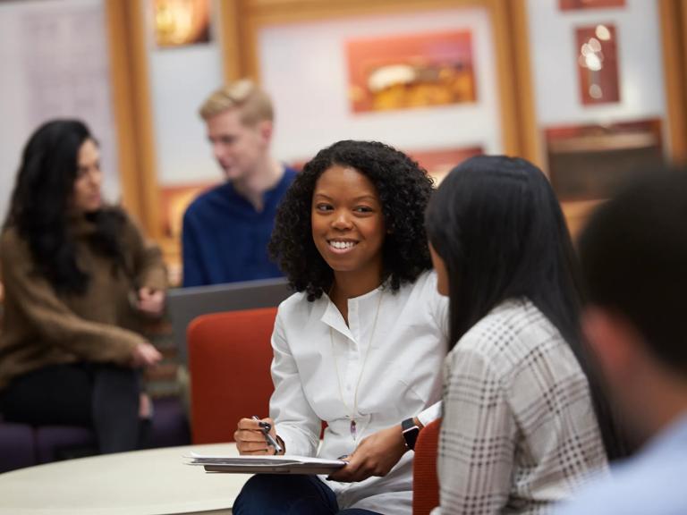 NYU Grossman School of Medicine students in the Sid and Ruth Lapidus Health Sciences Library.